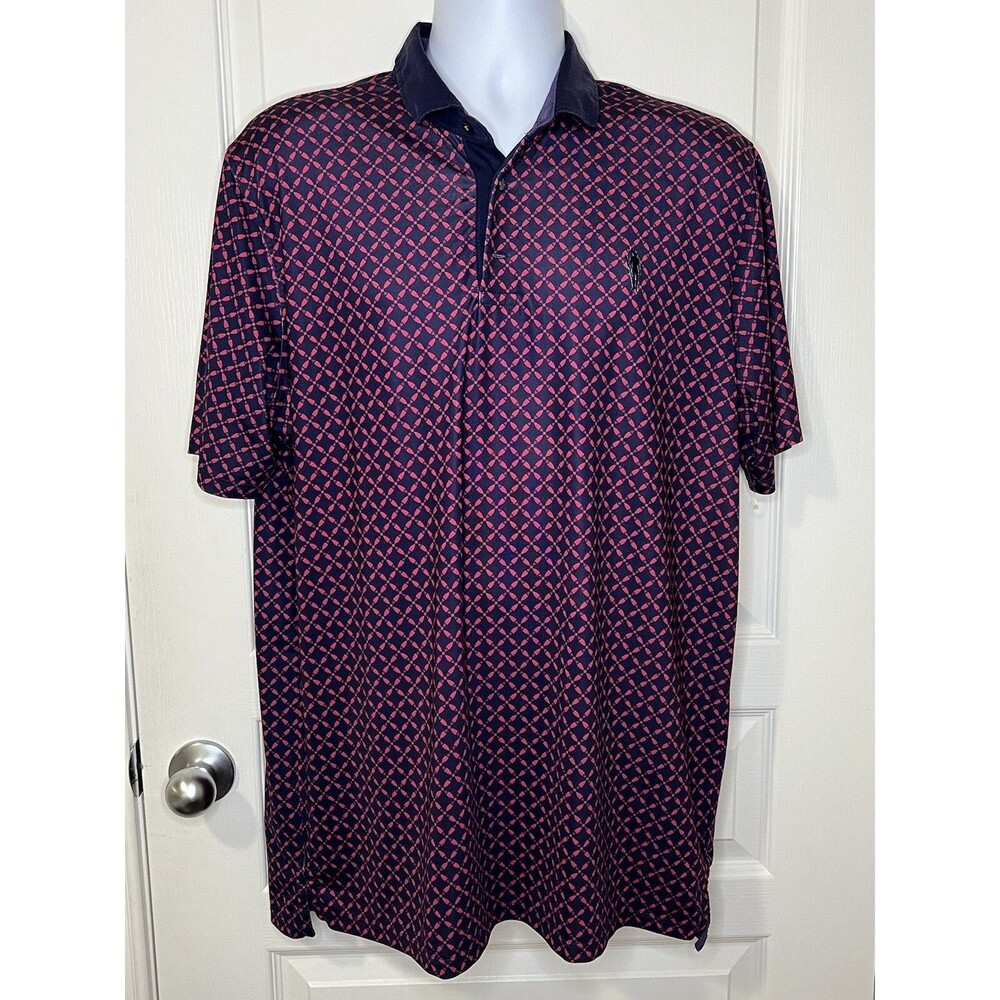 Greyson Golf Performance Polo Shirt Large L Men Navy Purple EUC